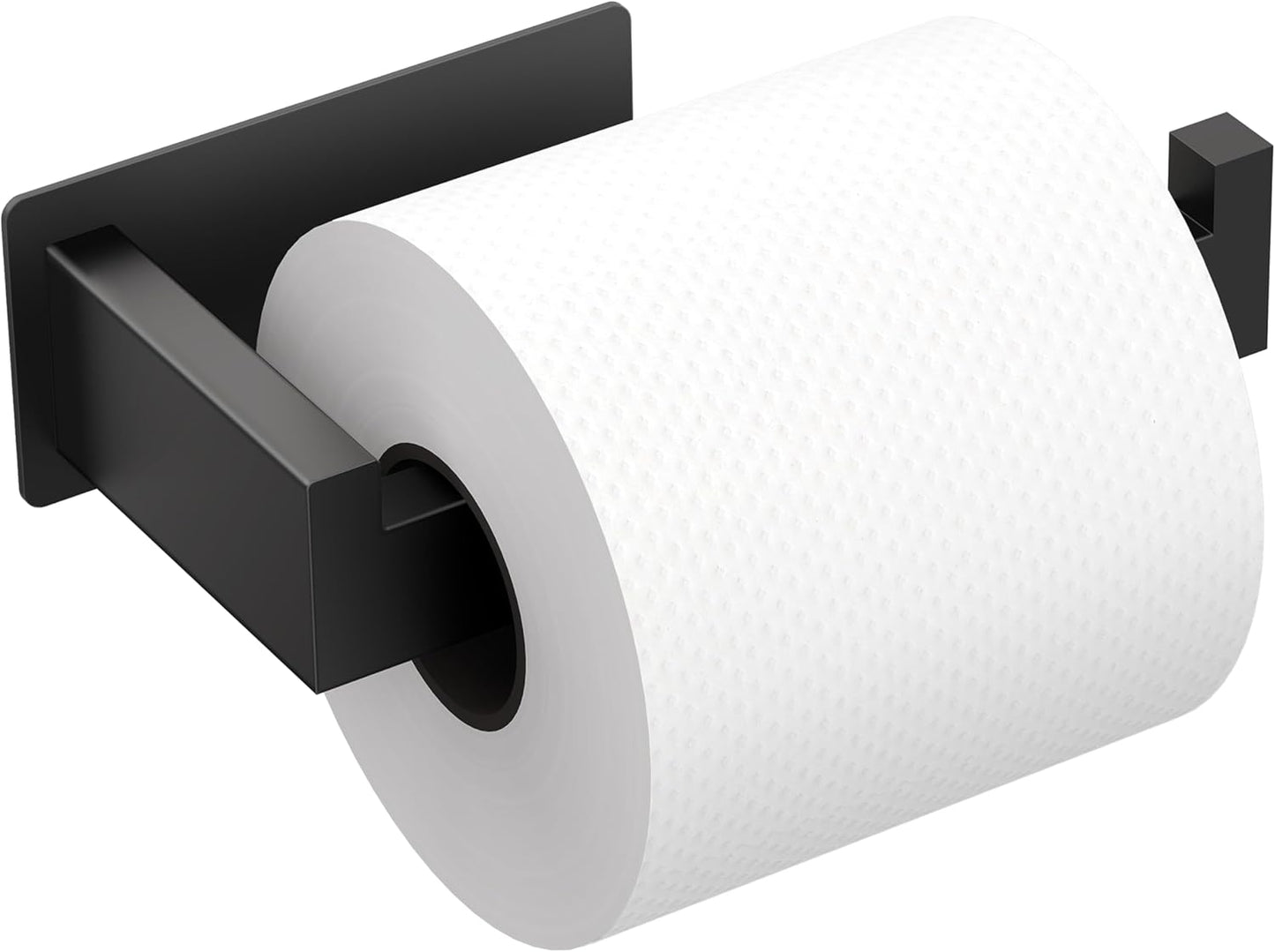 Auxmir Matte Black Toilet Paper Holder, Self Adhesive Toilet Roll Holder Wall Mount, Premium Thicken SUS304 Stainless Steel, Rustproof No Drilling Toilet Tissue Holder for Bathroom Kitchen Washroom RV