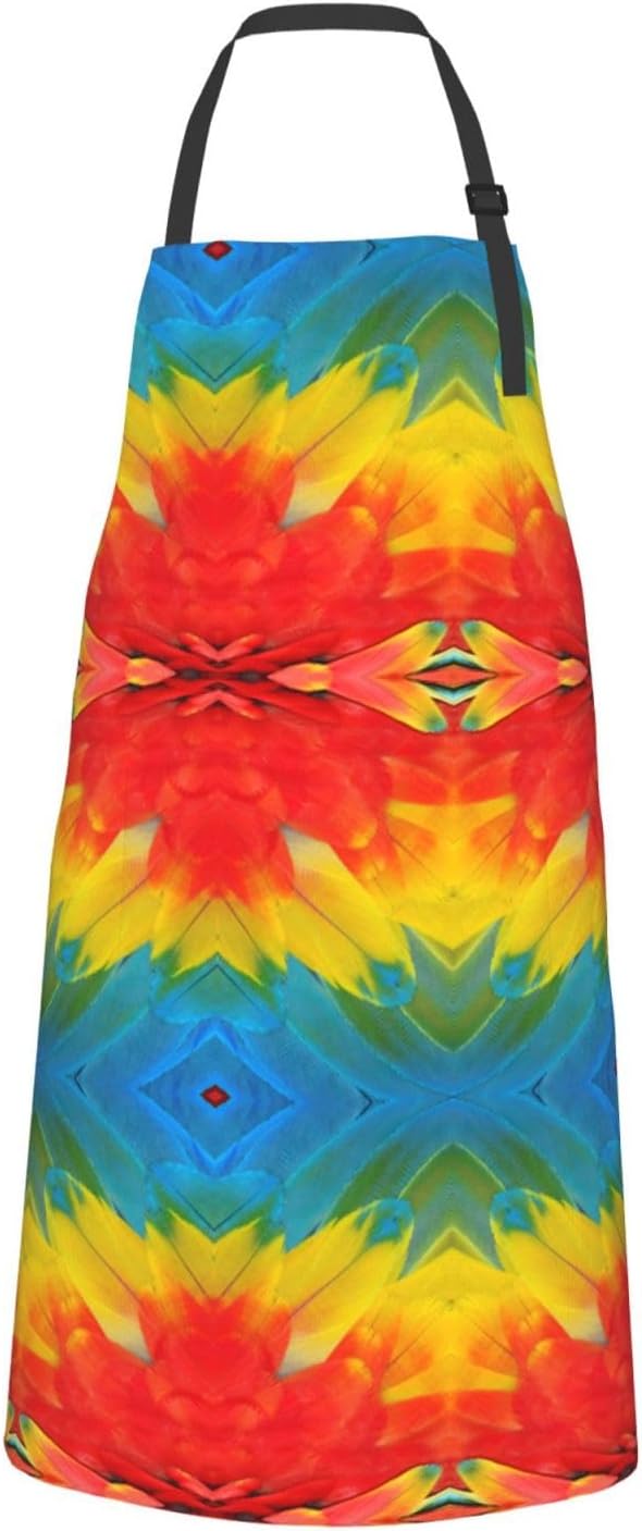 Fantastic Parrot Feather Print 28x33 In Adult Kitchen Apron with Pockets Versatile Chef Smock for Cooking Baking