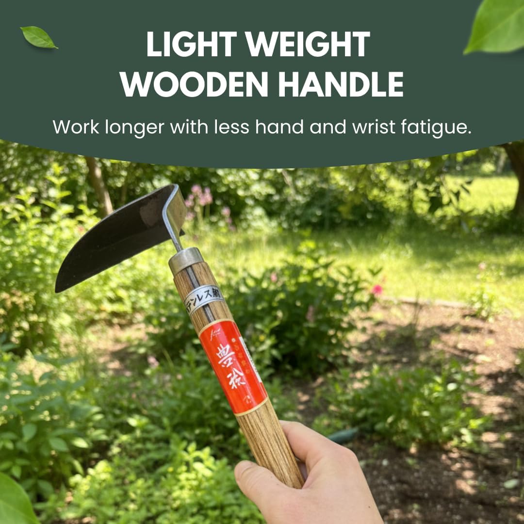Hounen Miyawaki Japanese Weeding Sickle, Twisted Stainless Steel Kama 