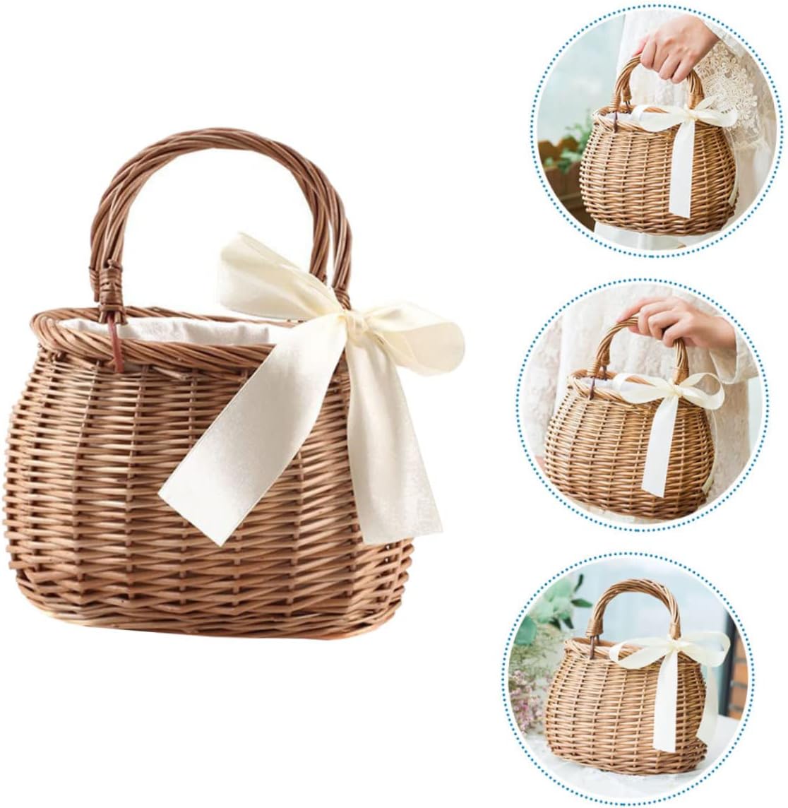 Gadpiparty Hand-Woven Willow Flower Basket with Handle 7.48X5.90X4.72 