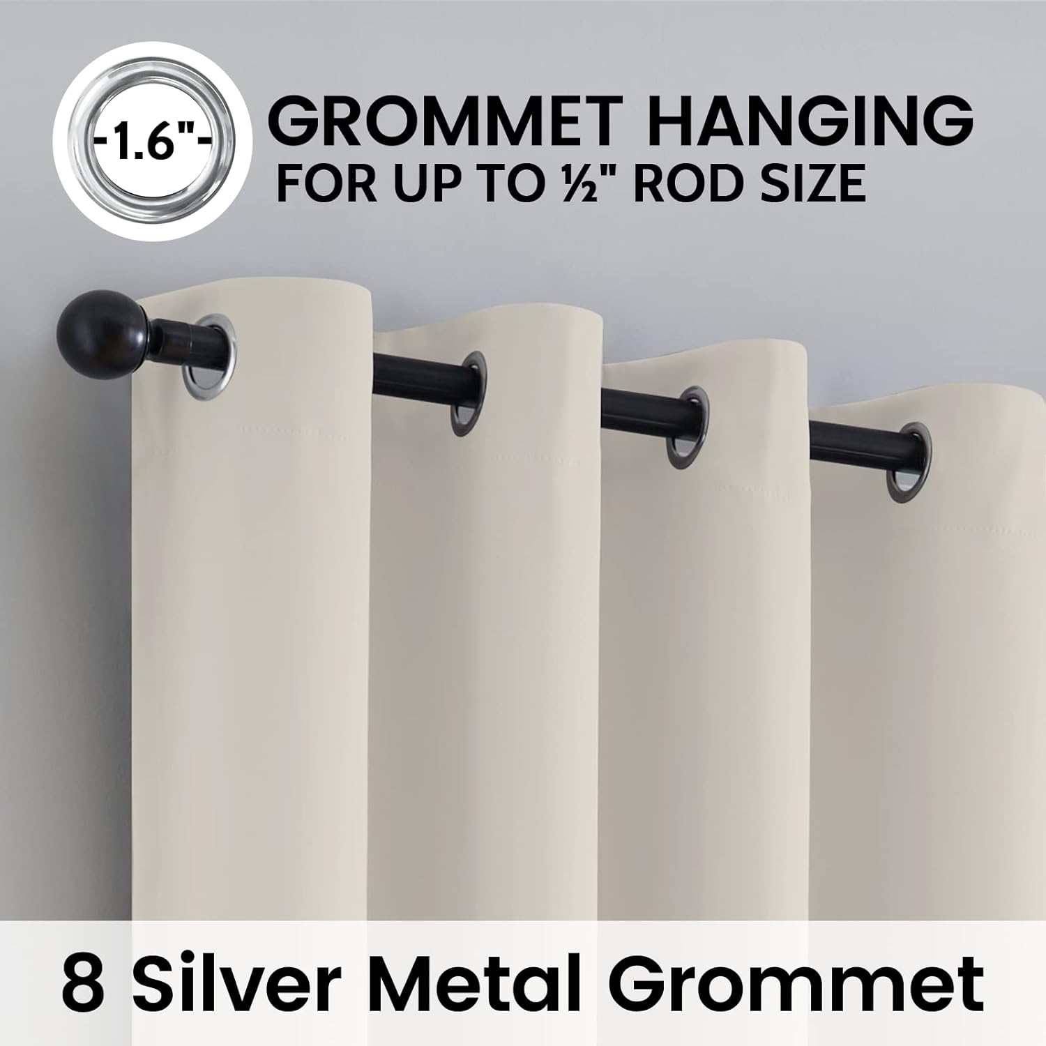 SimpleHome 100% Blackout Curtains for Bedroom,Thermal Insulated Gromme