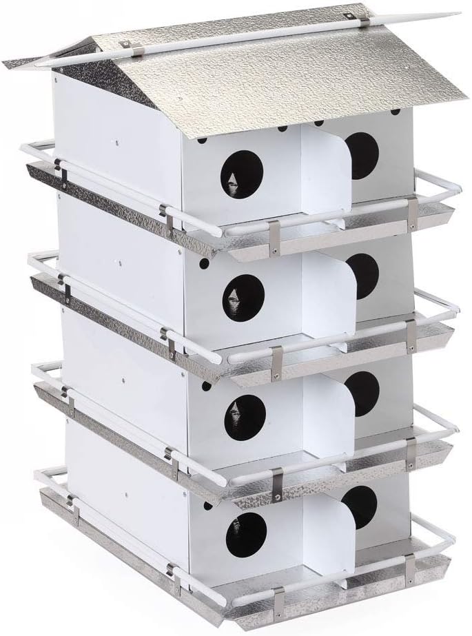 Birds Choice PMC16 Coates Purple Martin House 4 Floor /16 Room, Bird House, Large, White/Grey