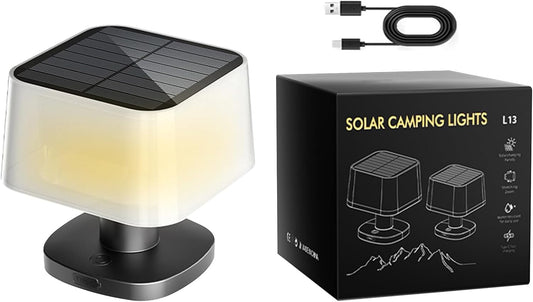 Solar Table Lights Outdoor, Rechargeable LED Desk Lamp with 3 Brightness Levels — Perfect for Patio, Garden, Lawn, Balcony, Porch & Camping