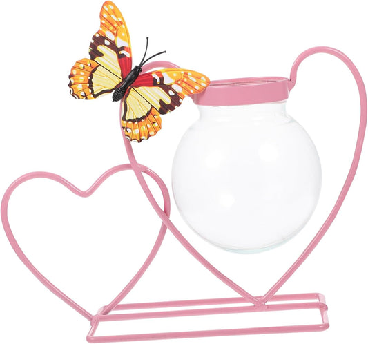 PRETYZOOM Heart Hydroponic Planter Iron Art Decorative Vase for Green 