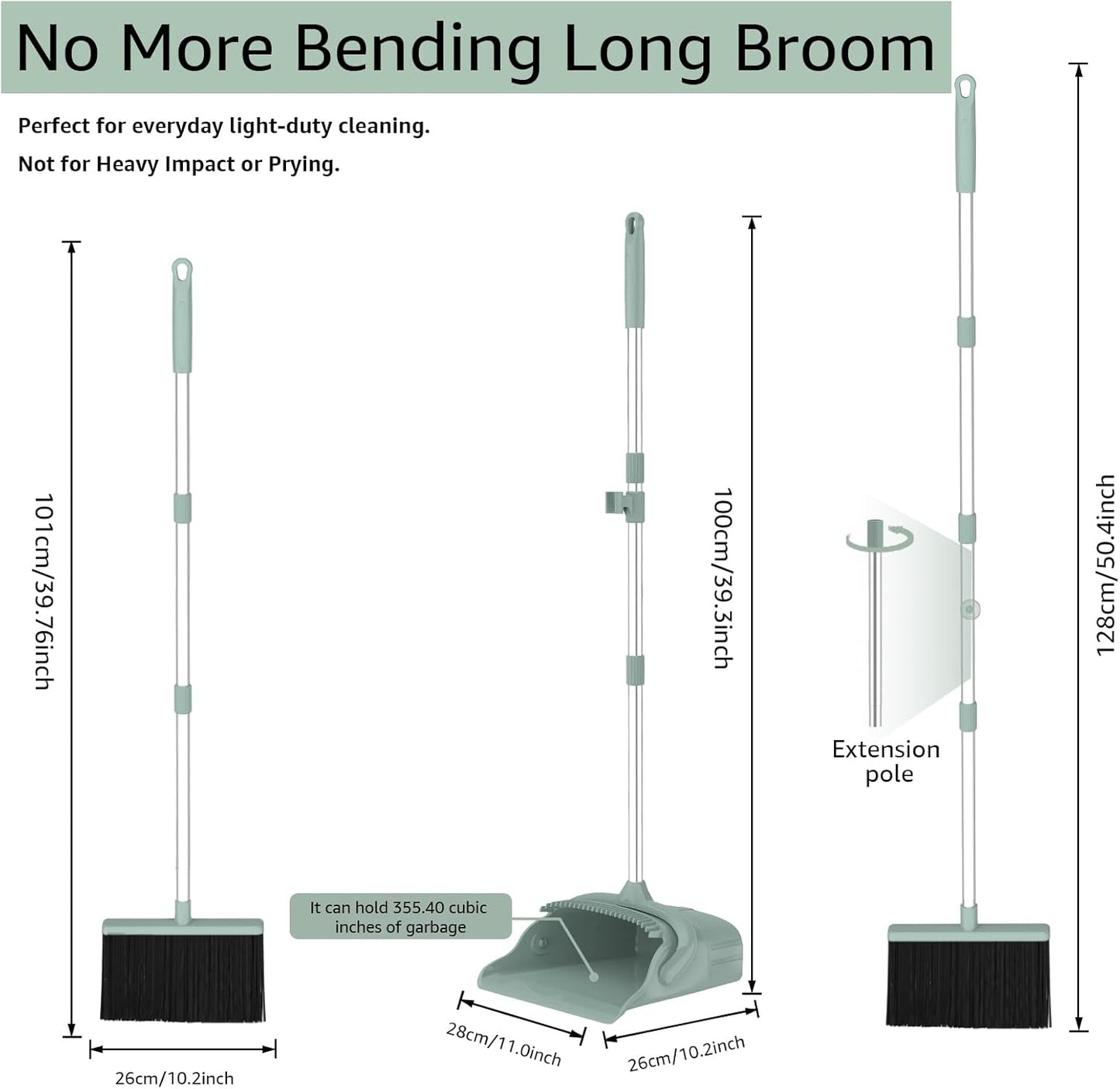 Broom and Dustpan Set – Heavy-Duty Broom and Dustpan for Home Cleaning