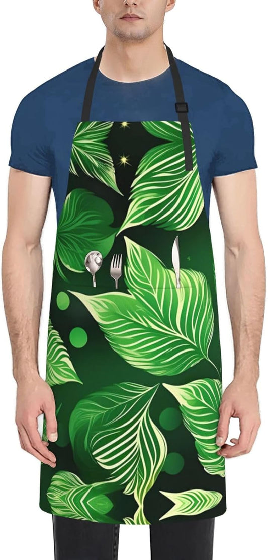 St Patricks Day Leaves print Waterproof chef's apron with pocket apron
