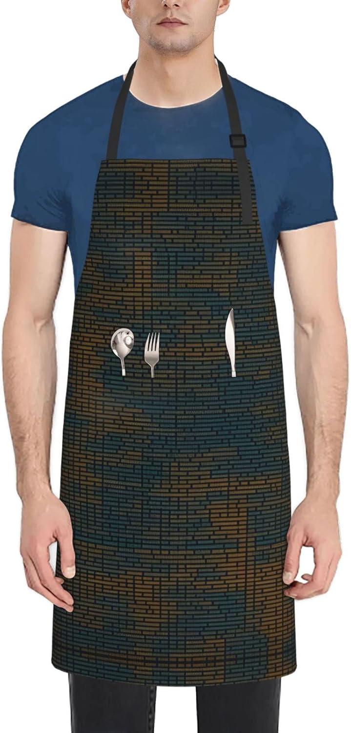 Programming Code 1 print Waterproof chef's apron with pocket apron for kitchen cooking baking barbecue and gardening