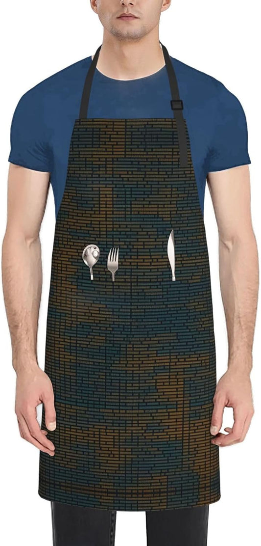 Programming Code 1 print Waterproof chef's apron with pocket apron for kitchen cooking baking barbecue and gardening