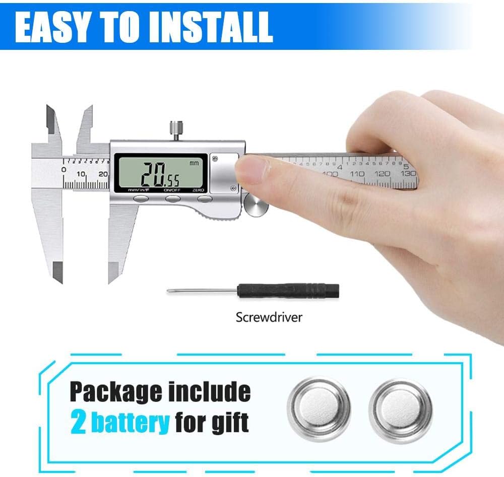 Digital Caliper Measuring Tool, Stainless Steel Vernier Caliper Digita