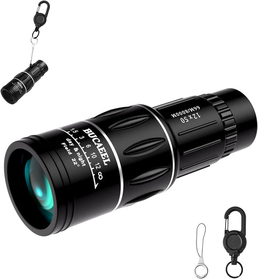Monoculars for Adults High Powered,BAK4 Prism Monocular Scope with Large Eyepiece,Portable Telescopic Carabiner, Compact Handheld monoscope for Bird Watching,Hiking & Travel
