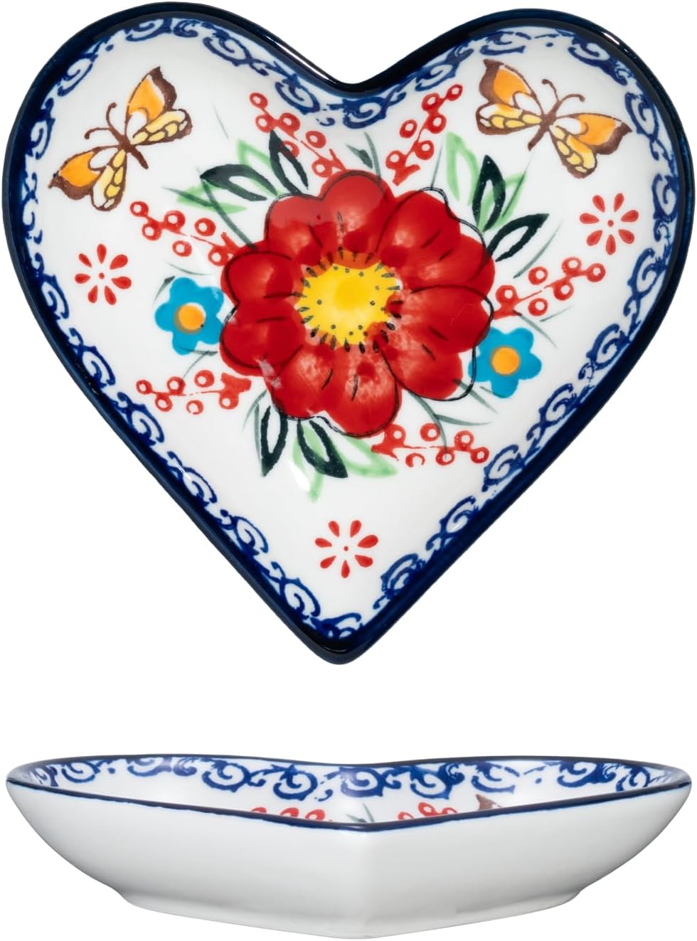silesia Handmade Jewelry Tray, 4.5" Ceramic Hand-Painted Jewelry Dish,