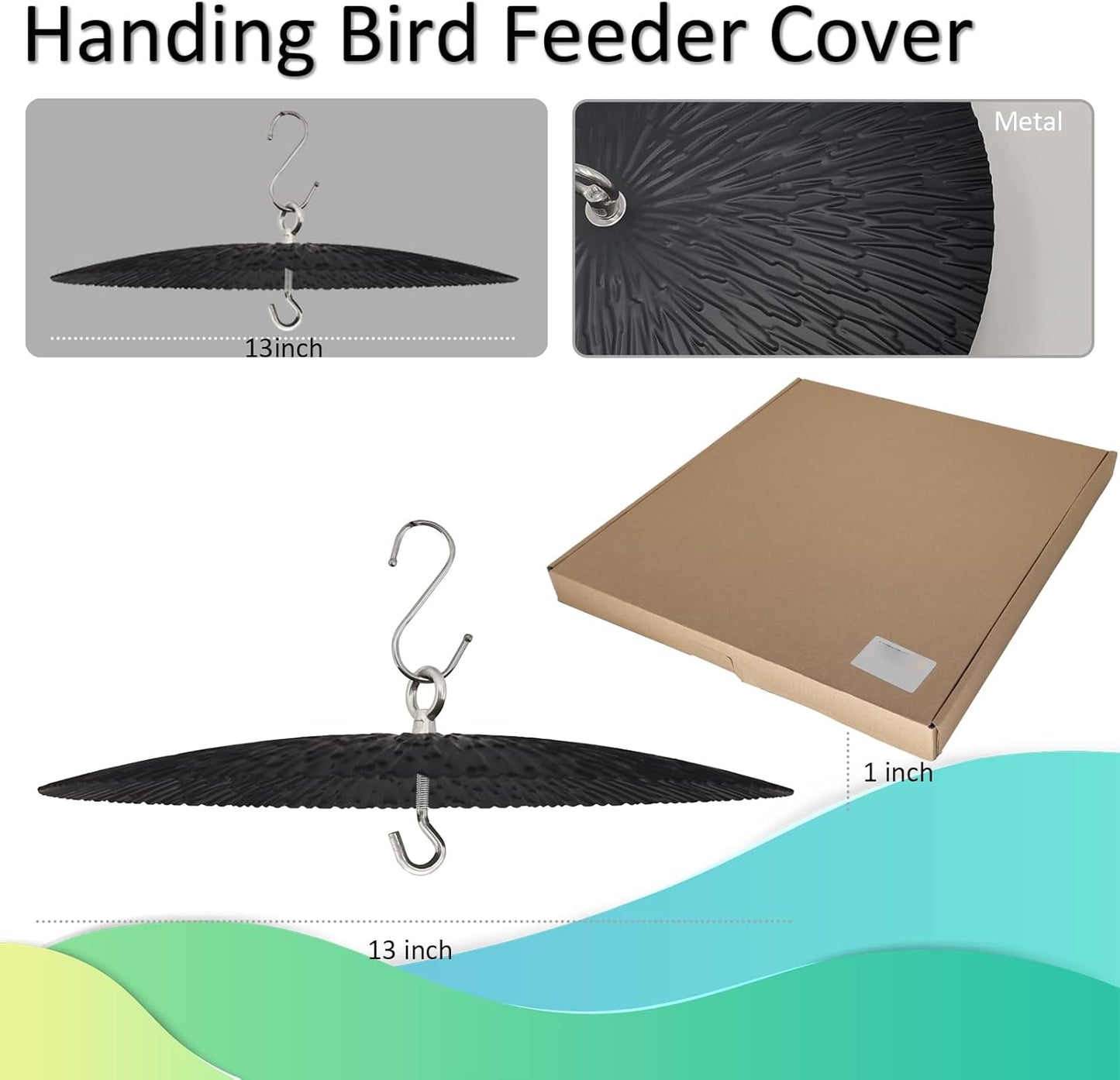 Metal Bird Feeder Rain Guard，13" Handing Hummingbird Feeders Baffle for Outside, Black Weather Guard for Backyard Or Garden (Black-1 Pack)