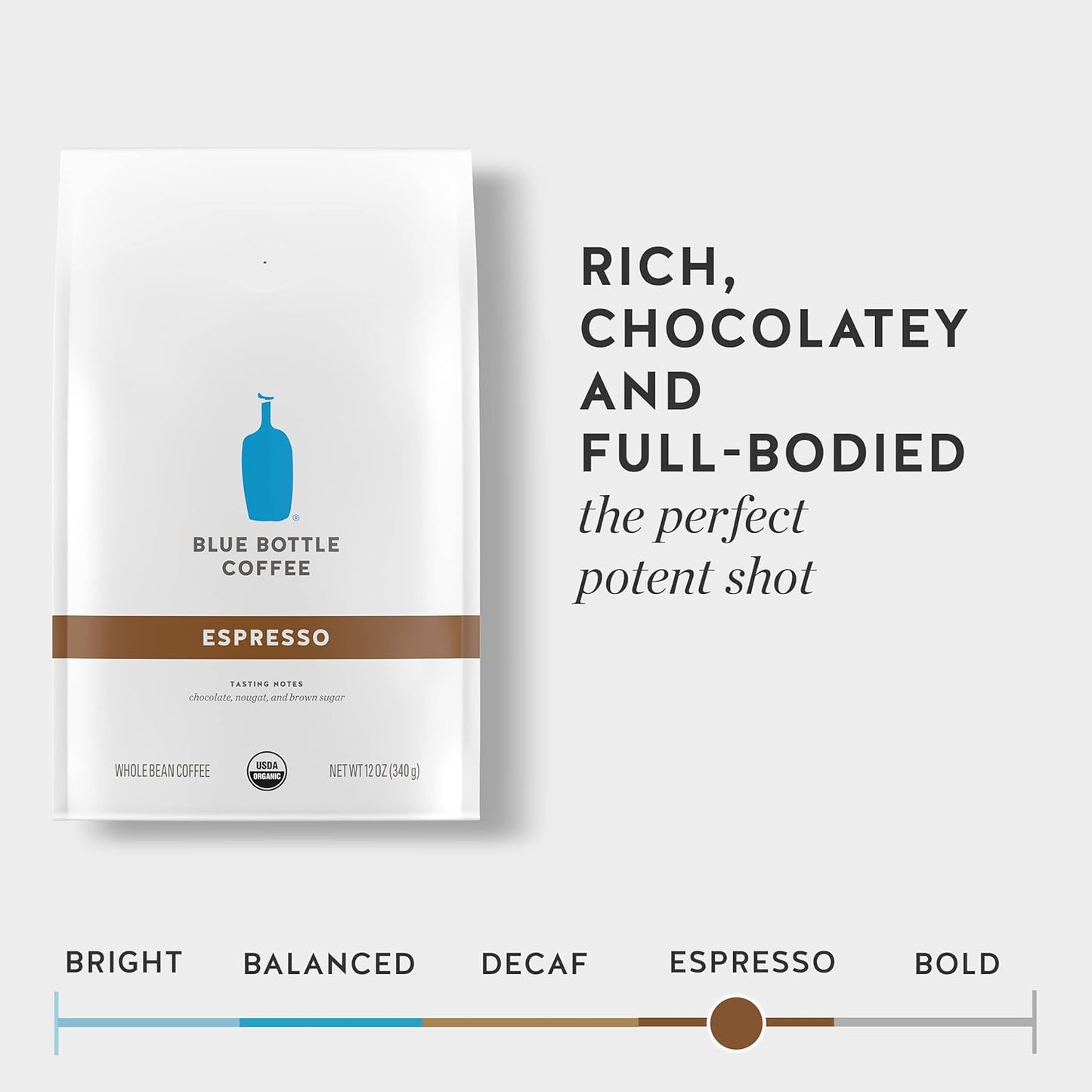 Blue Bottle Whole Bean Organic Coffee, Espresso, Dark Roast, 12 Ounce 