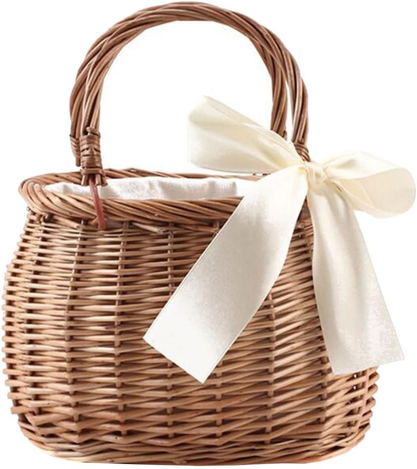 Gadpiparty Hand-Woven Willow Flower Basket with Handle 7.48X5.90X4.72 