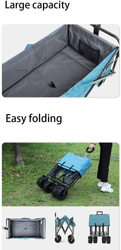 Foldable Trolley,Transport Trolley Outdoor Fishing Folding Portable Multifunctional Shopping Cart Trolley,Burgundy(Burgundy)(Blue)/ Blue