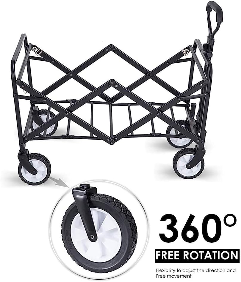 Handcart, Garden Trolley Foldable Cart Heavy Duty Festival Trolley Pull Wagon Truck Transport Cart with Brake Wheels,60 Kg /132 Pounds Capacity/F:Burst