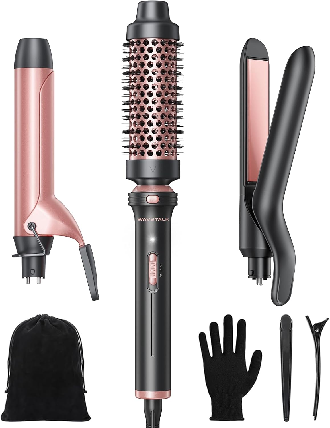 Wavytalk 3 in 1 Curling Wand Set, Multi Curl, Curling Iron Set with He