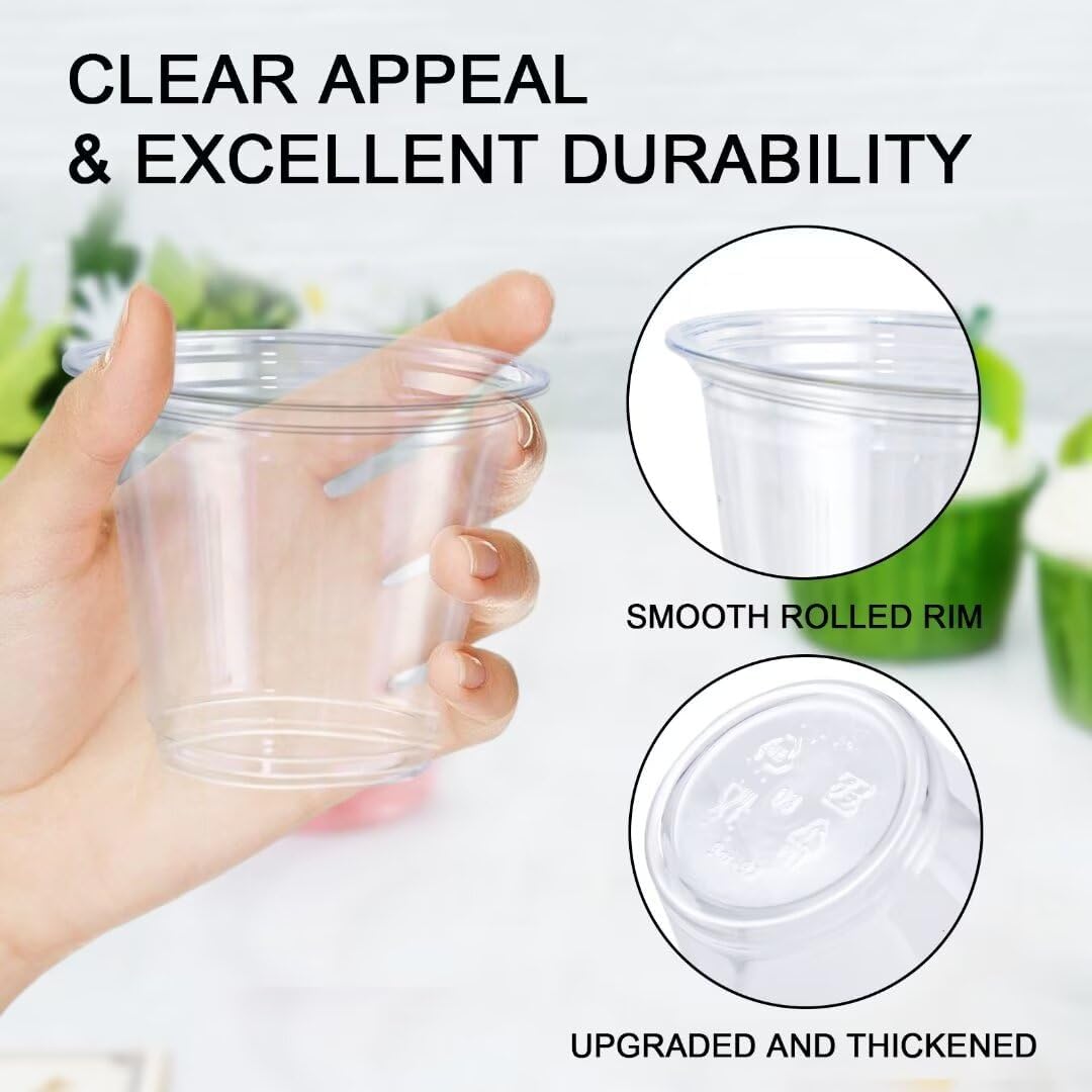 Lamosi 100 Pack 9 oz Clear Plastic Cups, Disposable Cups Wine Cocktail Punch, Sturdy & Food Safe Plastic Cup for Party & Wedding
