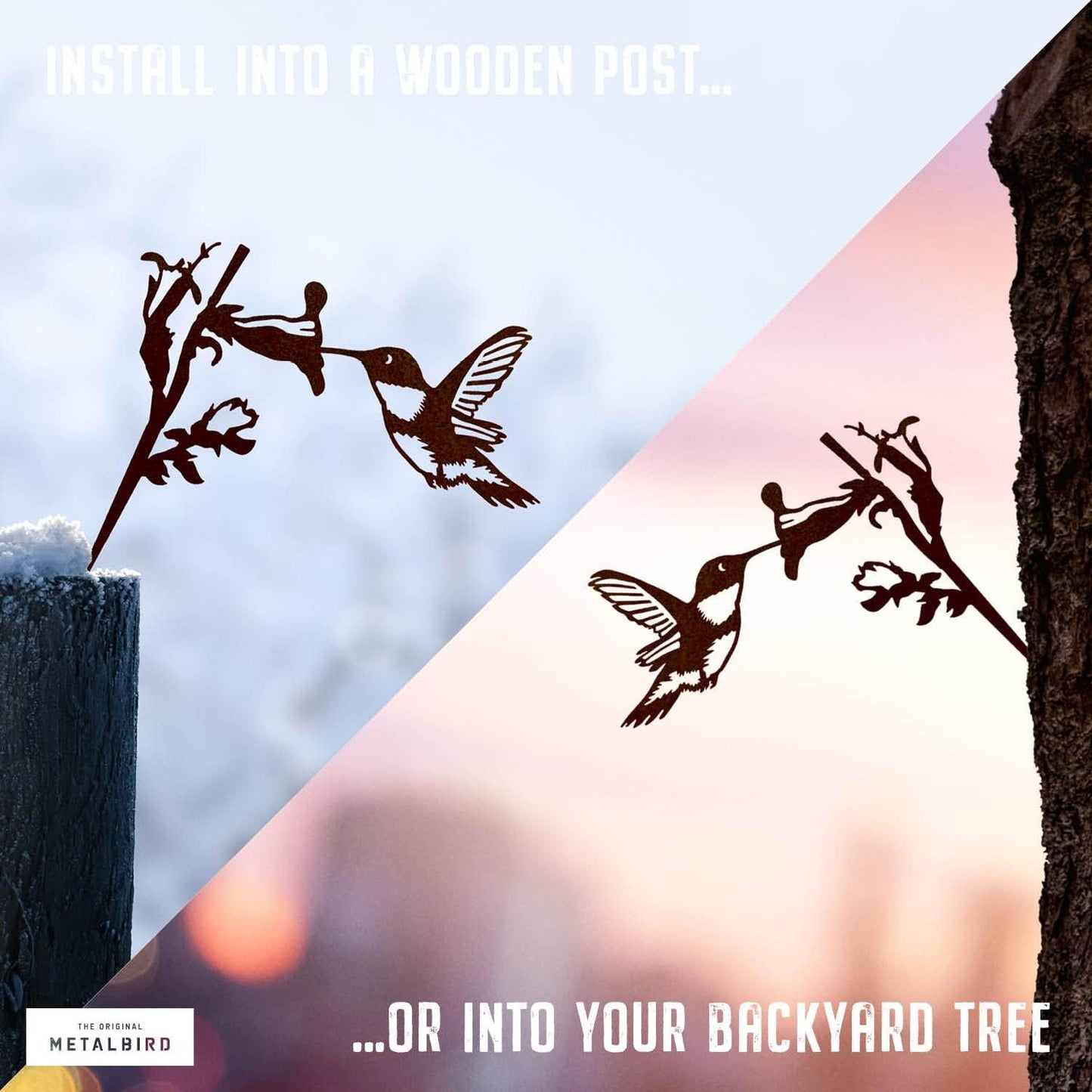 METALBIRD - Hummingbird - Outdoor Tree Ornaments in Corten Steel - Metal Art Proudly Made in The USA