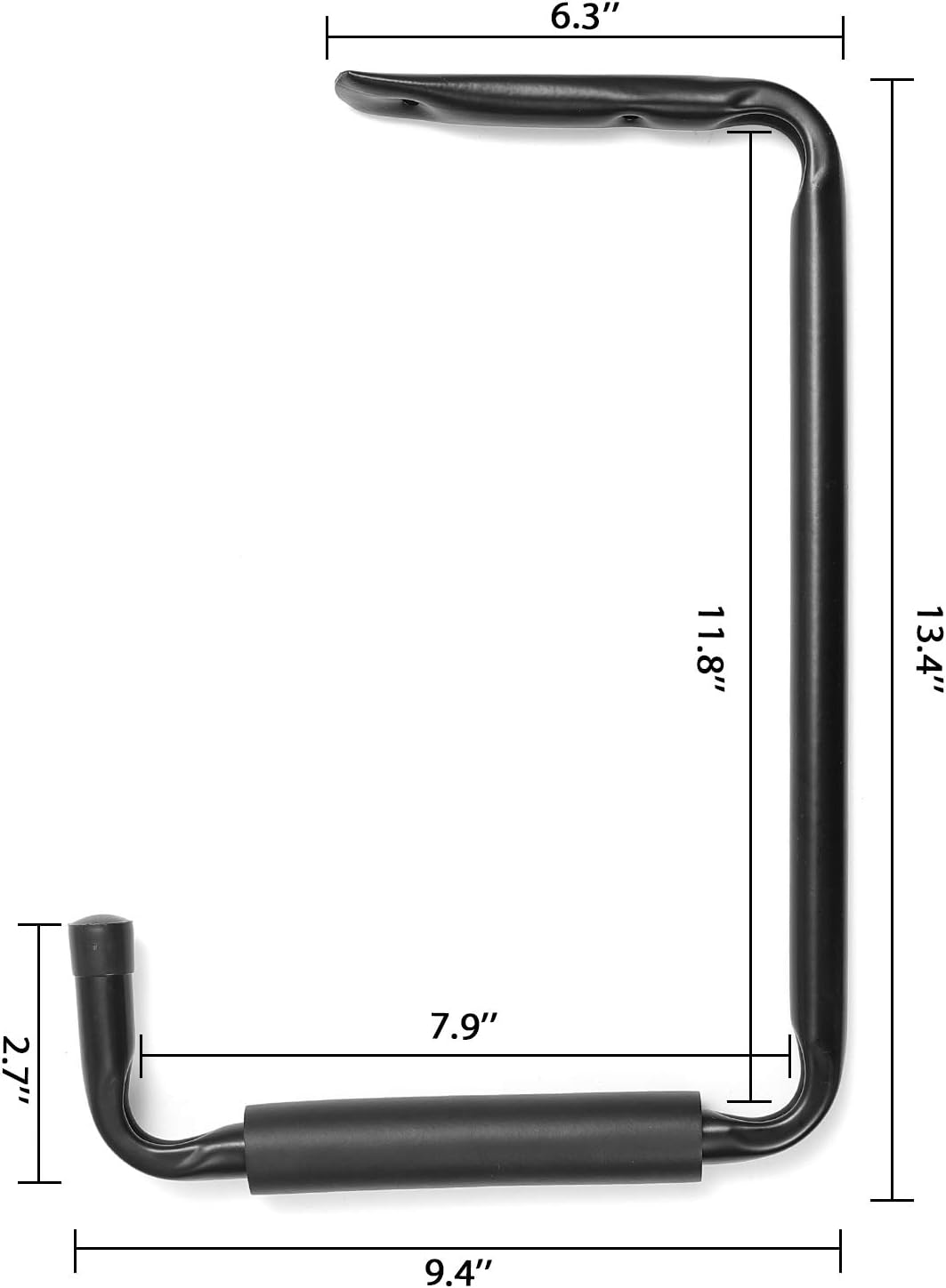 Ihomepark Ladder Hooks for Garage Ceiling, 13.4" Wall Mounted Garage Storage Hooks, Heavy Duty Utility Hanger for Ladder, Wood, Tools, Garden Hose and Bike(2 Pack, Black)