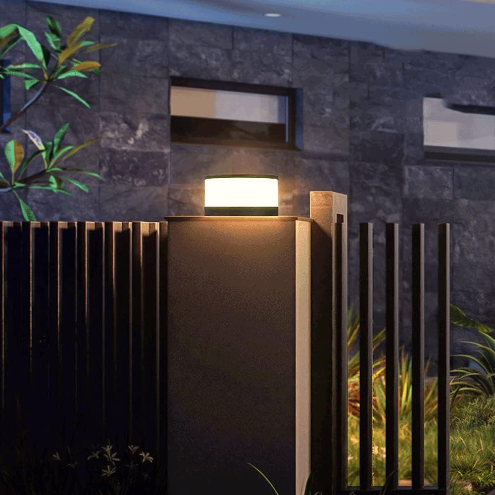 Post Lights Outdoor Round Solar Lawn Light Waterproof Wall Nordic Simple Garden Landscape Villa Gate Head LED Night Security Lighting Fixtures