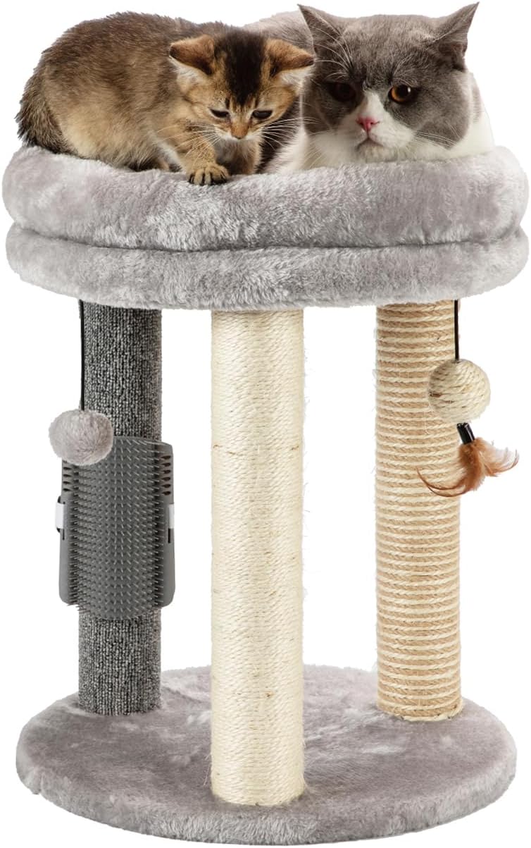 MECOOL 4in1 Small Cat Tree,Scratching Post with Tower Soft Bed, Sisal 