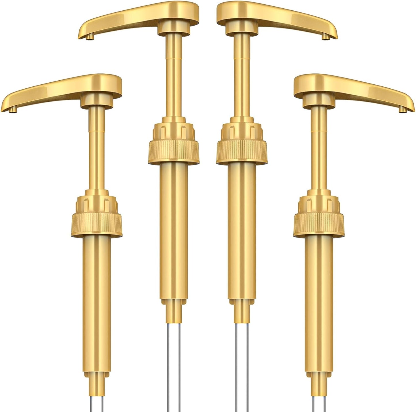 Coffee Syrup Pump Dispenser, 4 Packs of Syrup Pump for 750ml/25.4 oz Syrup Bottle, Gold Pumps for Coffee Syrup Bottle, works with Torani, DaVinci, Jordans Skinny 750ml Syrups Bottles (Gold)