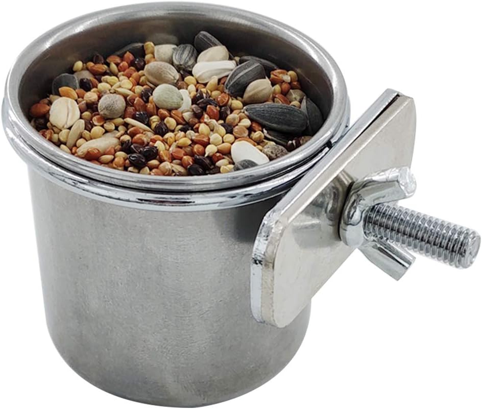 S/for M/L/XL Stainless Steel Pet Parrot Feeding Drinking Cup Water Cage Anti-Turnover Hanging Bowl Cup Birds Foods