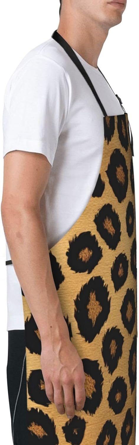 YANYU Leopard Print Print 28x33 In Kitchen Apron Stylish Chef Apron wi
