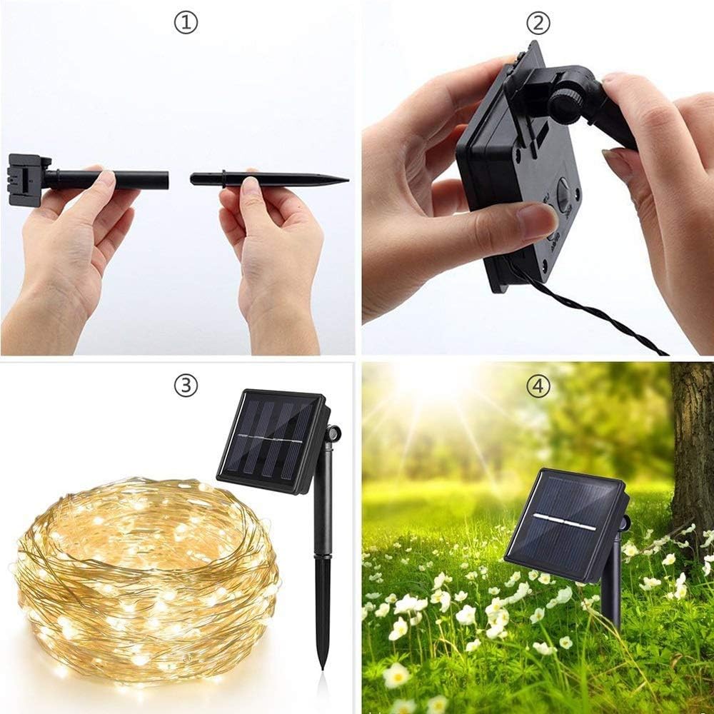 5M/10M LED Solar Light String Outdoor Waterproof Garden Fairy Lights String Christmas Wedding Party Solar Light Decoration 2pcs (Color : Pink Size : 5m) (White 10m)