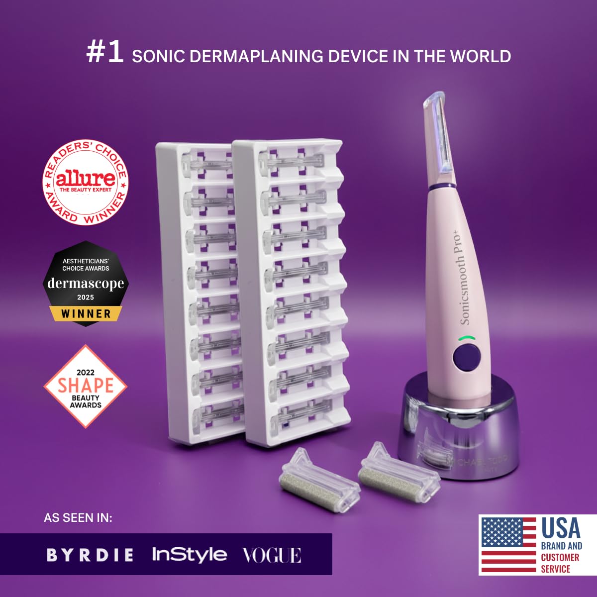 Michael Todd Beauty Sonicsmooth Pro+ Dermaplane Razor for Women Face +