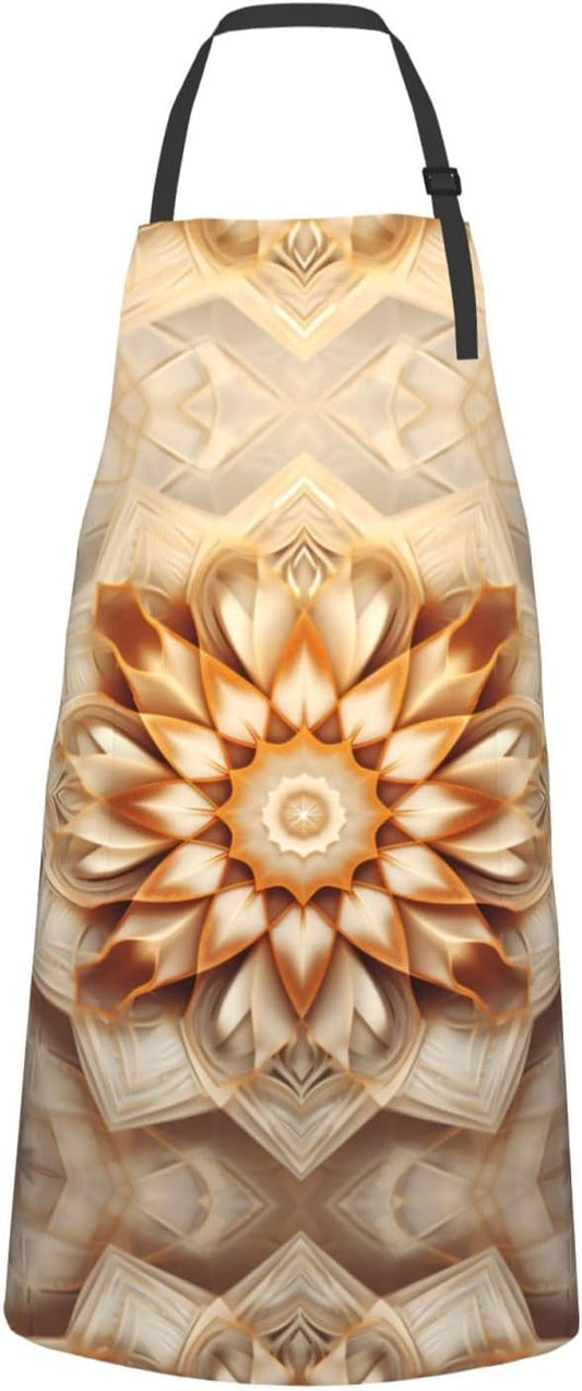Rectangle Mandala print Waterproof apron with pocket adjustable cooking apron for adult kitchen bibs to bake