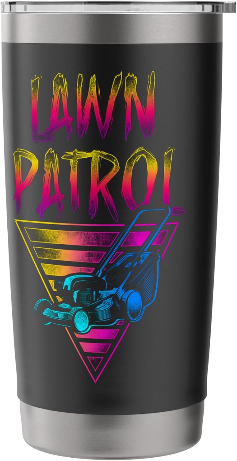 Lawn Mower Mowing Dad Father Landscaper Retro 80S 90S Lawn Stainless Steel Insulated Tumbler