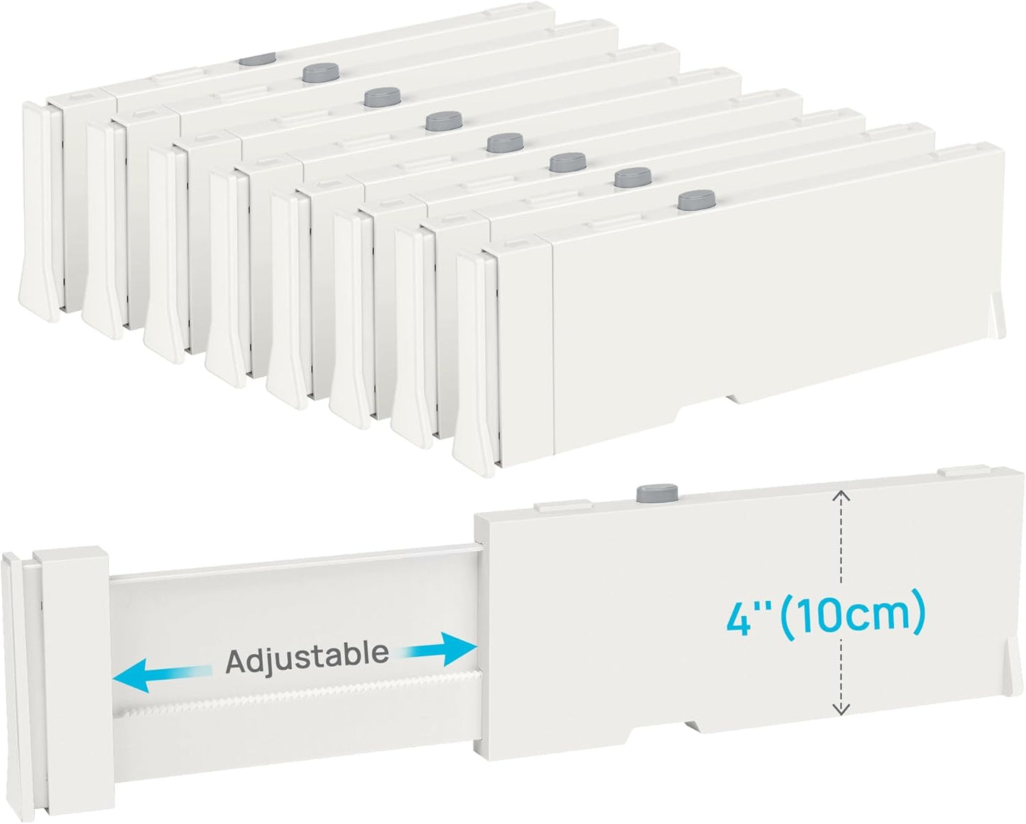 Vtopmart Drawer Dividers for Clothes 8 Pack, Adjustable 4" High Expand