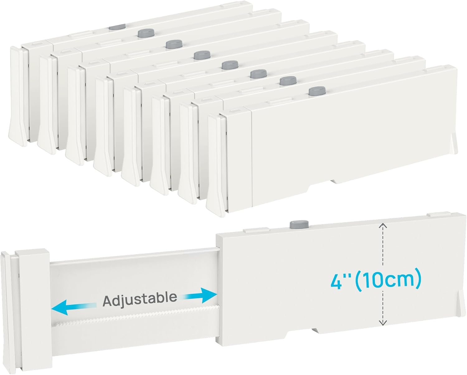 Vtopmart Drawer Dividers for Clothes 8 Pack, Adjustable 4" High Expand