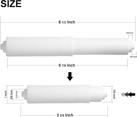 2 Pack - White Toilet Paper Holder Spring Loaded Roller Replacement Rod