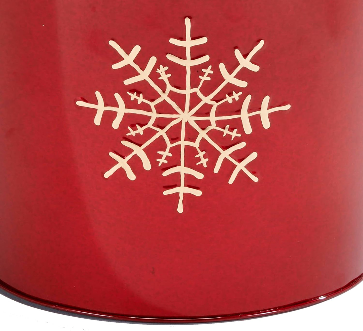 Red Galvanized Metal Christmas Planter Bucket with Snowflake Design, 10.5" Height, 12" Diameter, Set of 2