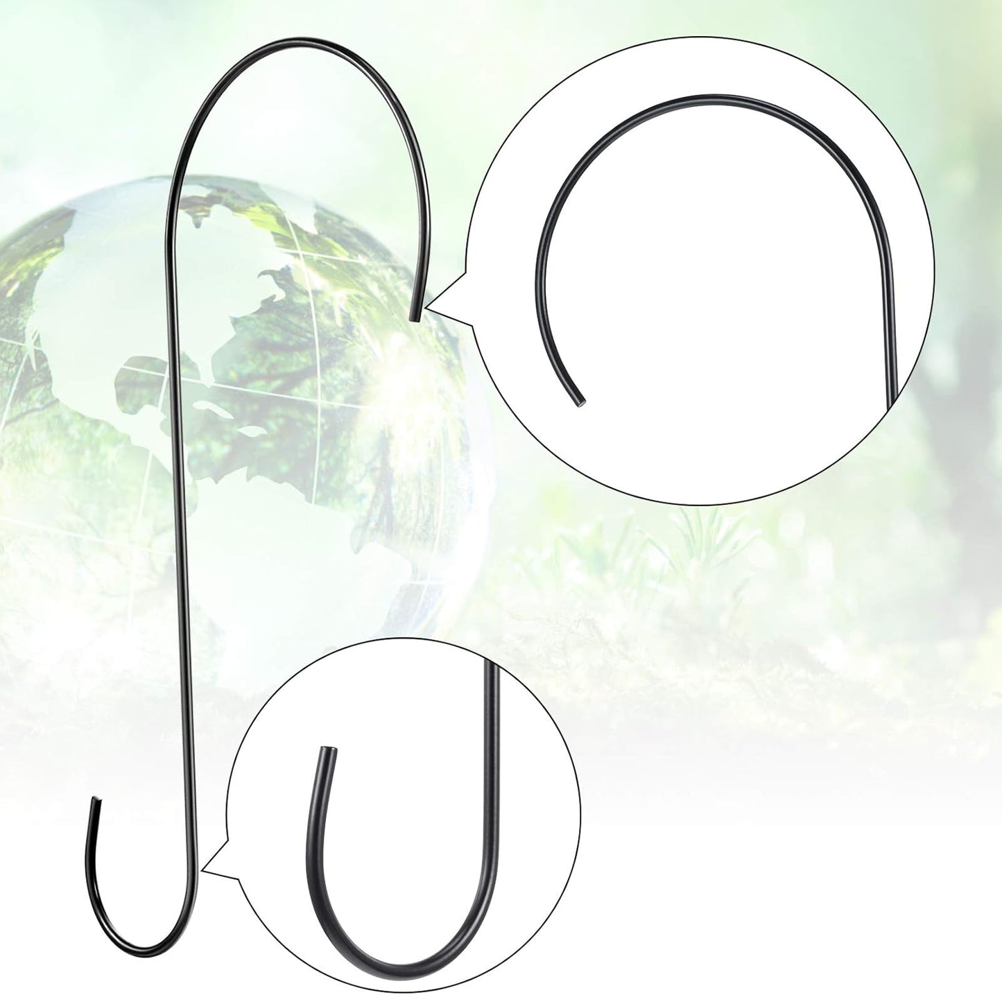 Ripeng 12 Pieces 12 Inch Heavy Duty Big S Hooks Bird Feeder Rustproof Stainless Steel Hook for Garden Tree Branch, Kitchen, Bird House, Plants, Baskets, Lanterns and Bicycles(Black)