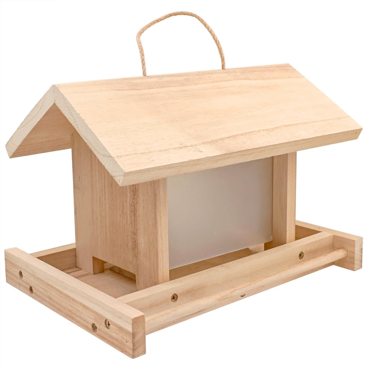 Hanging Wooden Bird Feeder Outdoor Large Capacity Wood Birdfeeder for 