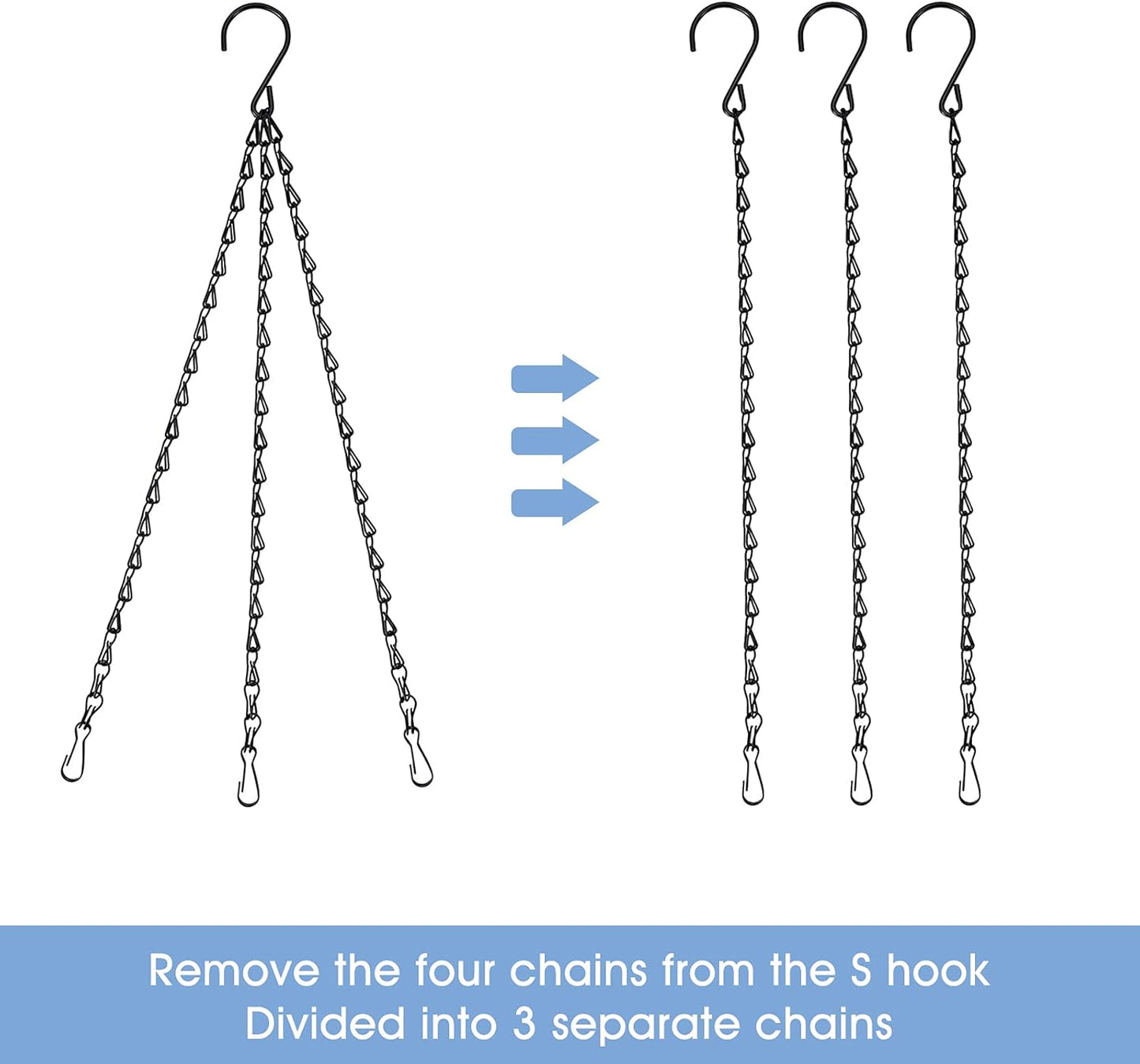 Hanging Chains for Planters Bird Feeders, 19.3 Inches Black Hanging Baskets Chain Sets for Outdoor/Indoor Lanterns Billboards Chalkboards Wind Chimes and Decorative Ornaments