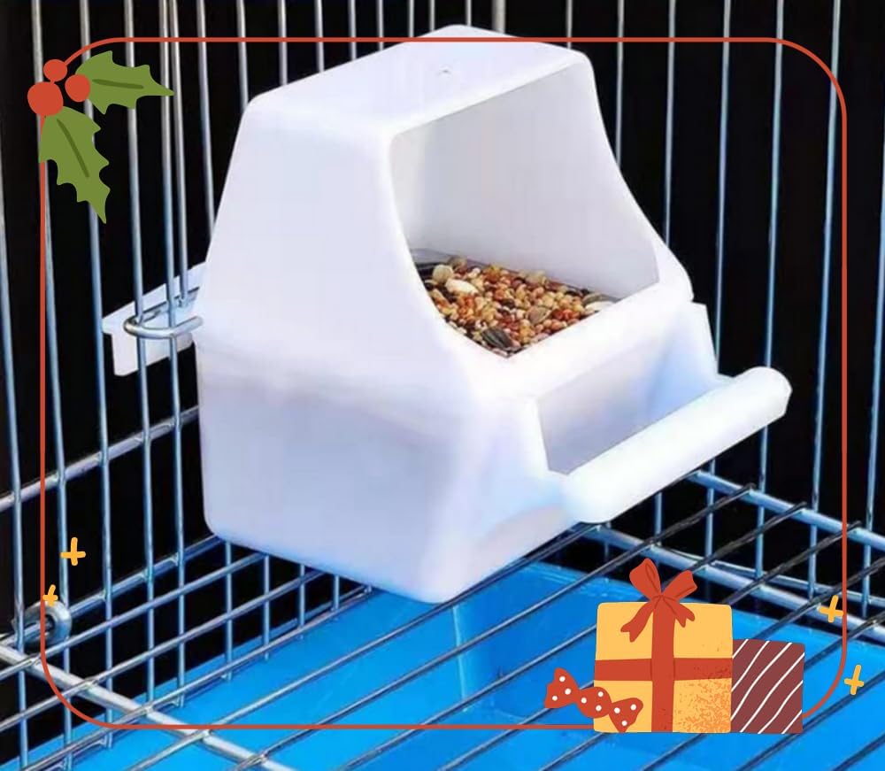 Small Bird Slot Feeder No Mess Cage Hanging Feeder Cup Plastic Food & 