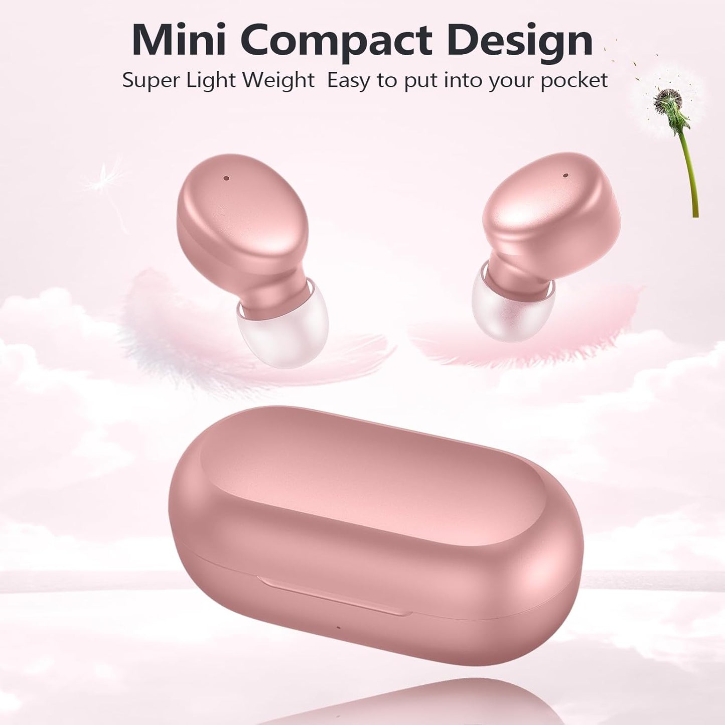 MOZOTER S8 Mini Wireless Earbuds Bluetooth 5.3 in Ear Light-Weight Hea
