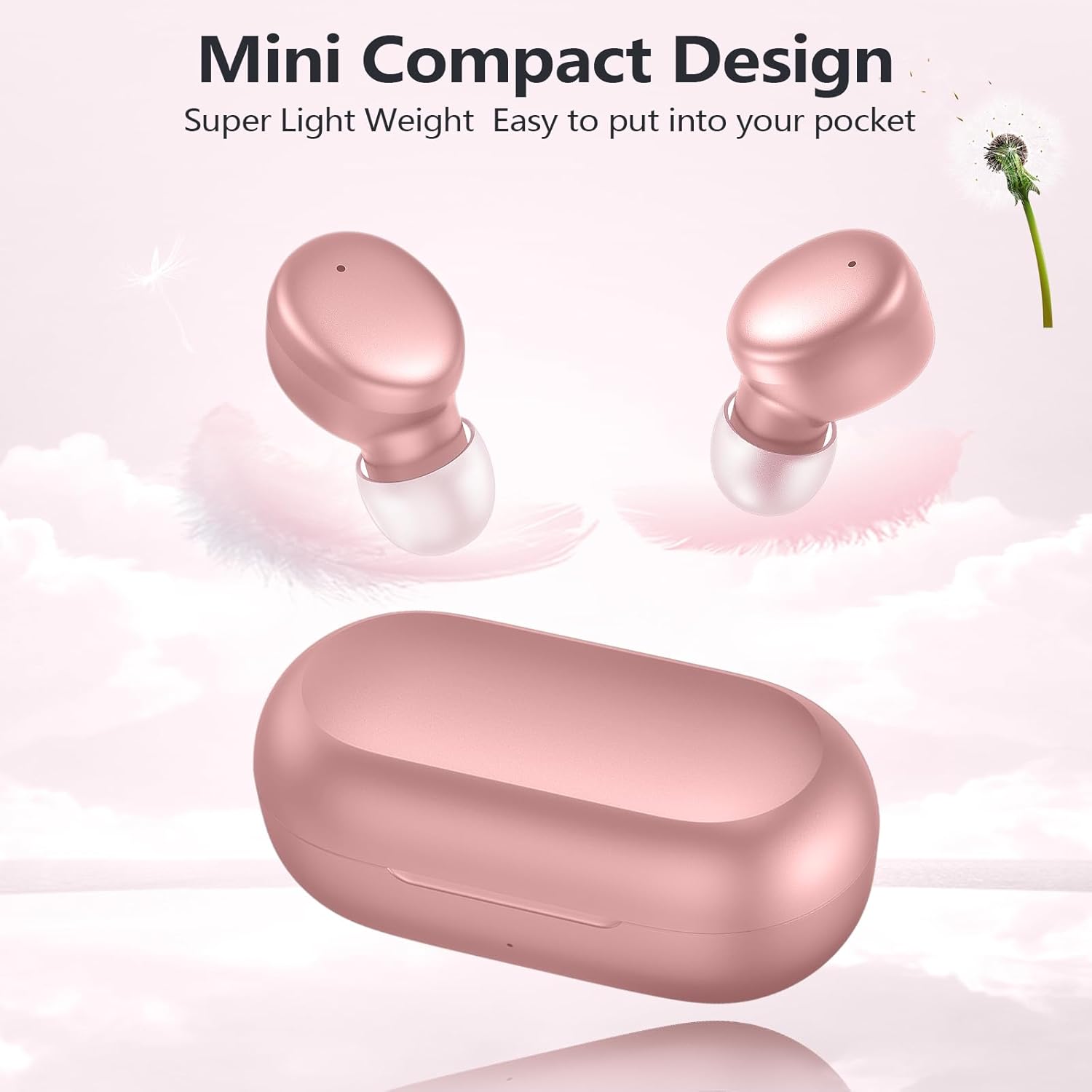 MOZOTER S8 Mini Wireless Earbuds Bluetooth 5.3 in Ear Light-Weight Hea