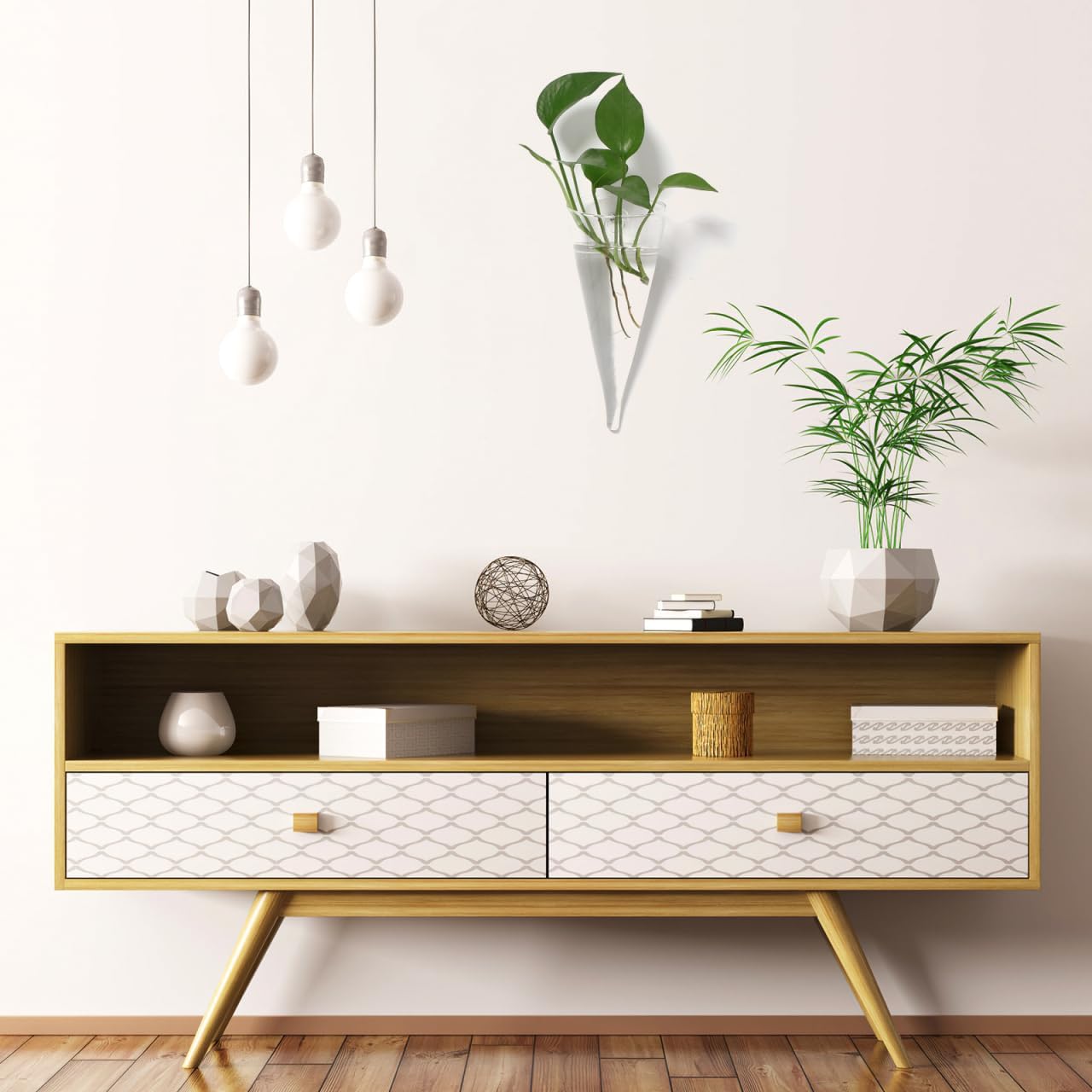 Yardwe Hanging Vase Clear Wall Planter Succulent Pot for Home Decor Bedroom Living Room Office