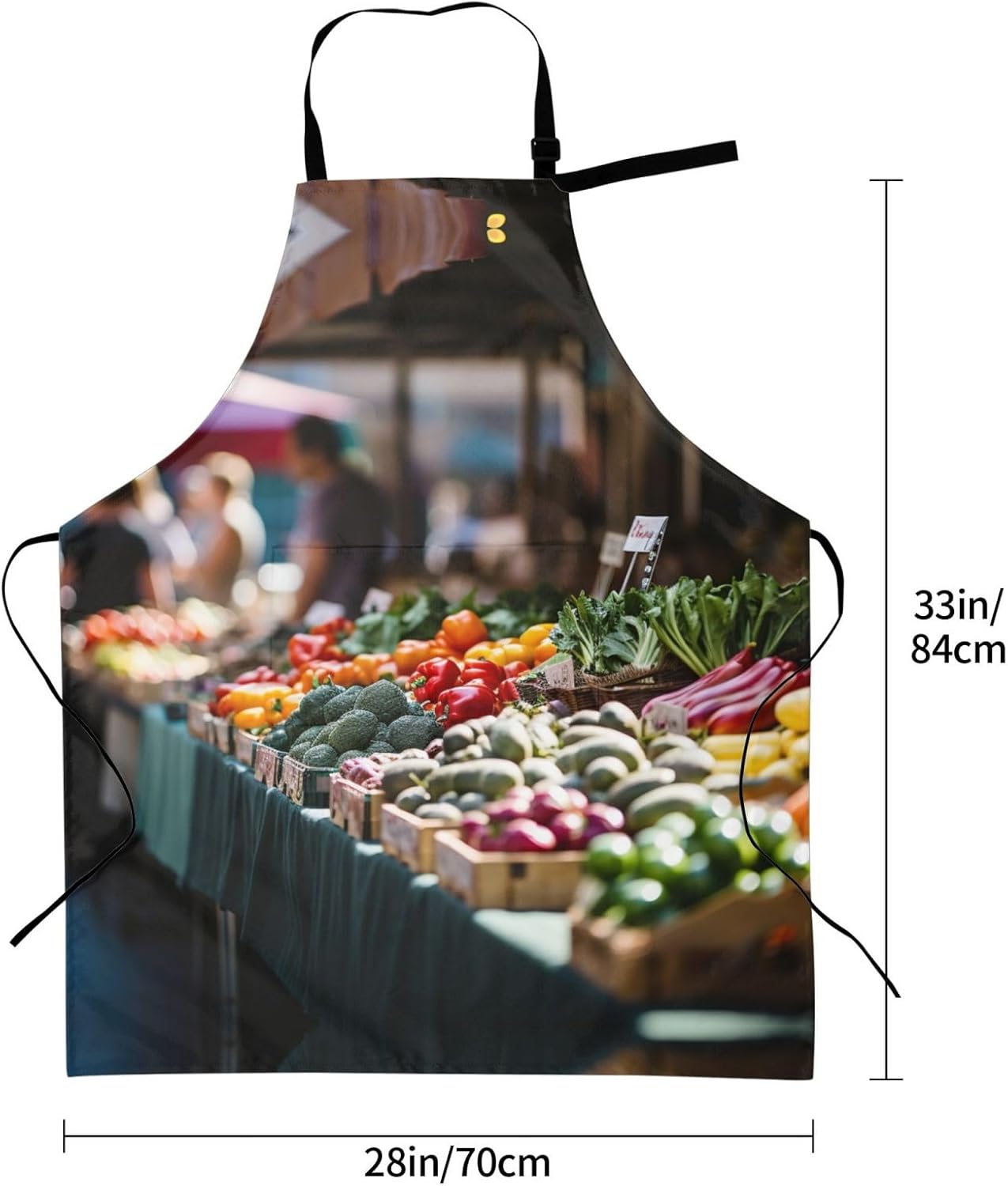 rainbow vegetable and fruit print Waterproof apron with pocket adjustable cooking apron for adult kitchen bibs to bake