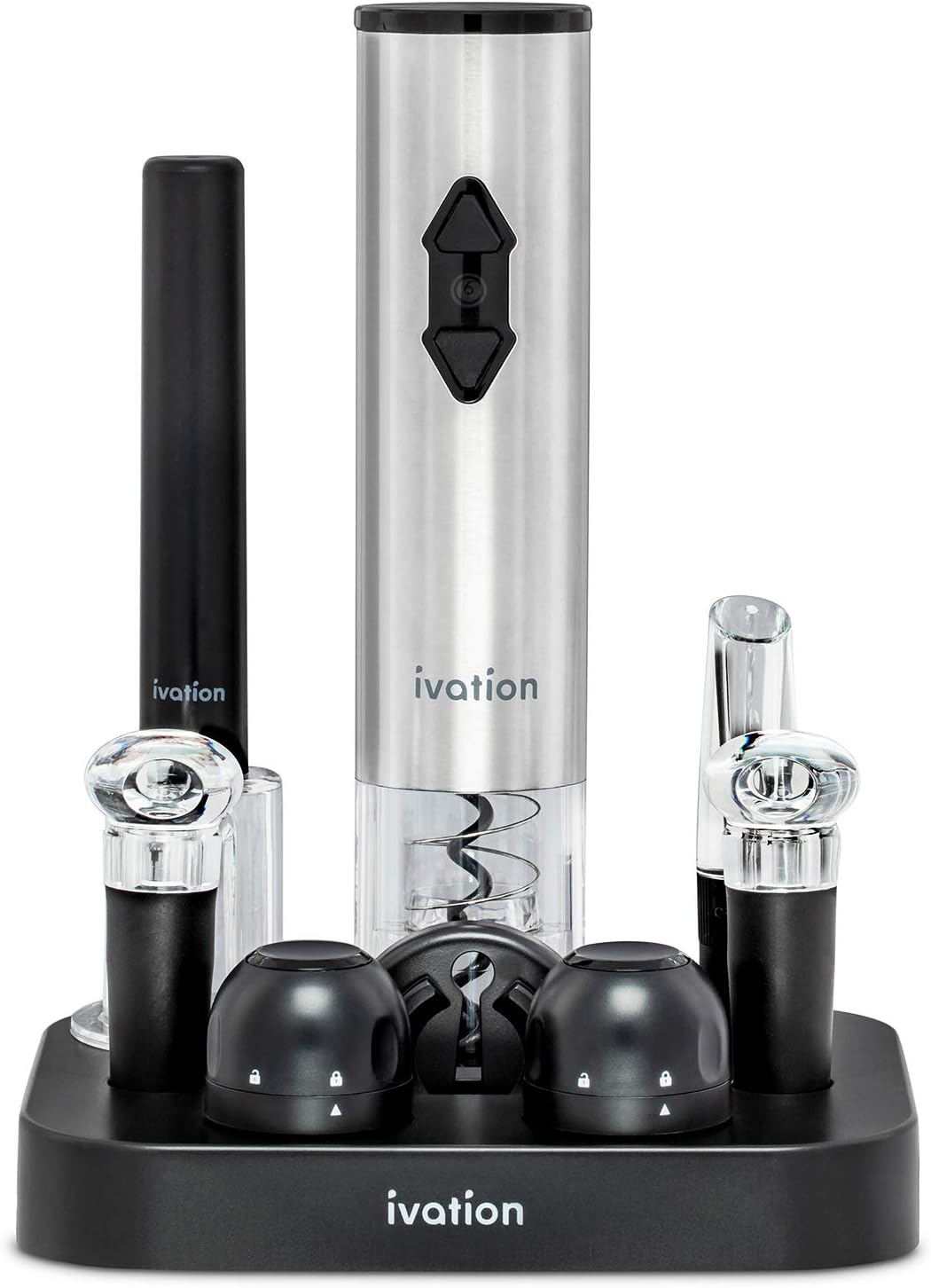Ivation 9-Piece Wine Set | Electric Opener, Air Pump, Pourer with Aera