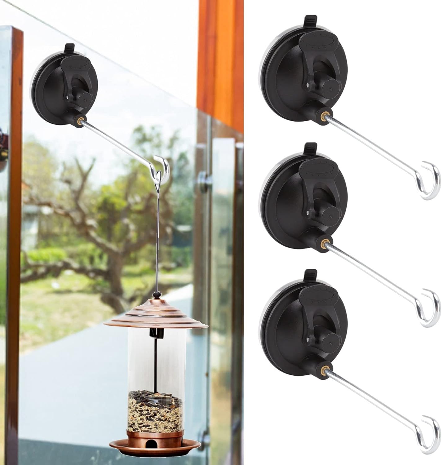 14.8cm Bird Feeder Hangers Outdoor - 3 Pcs Wall Hooks Bird Feeder Wall