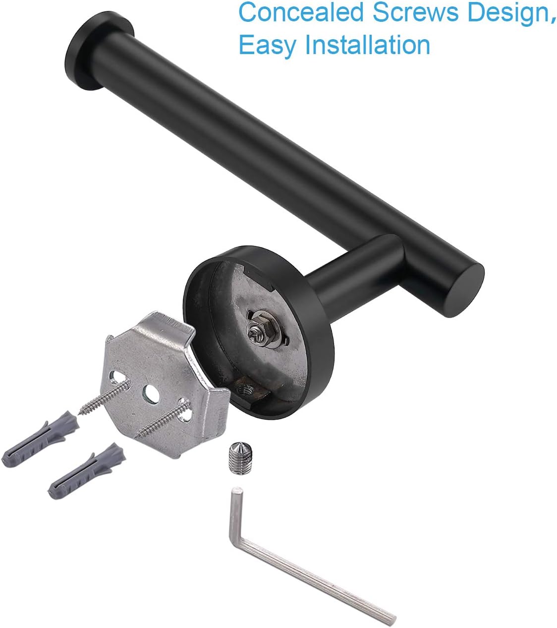TASTOS Matte Black Toilet Paper Holder SUS304 Stainless Steel, Modern 