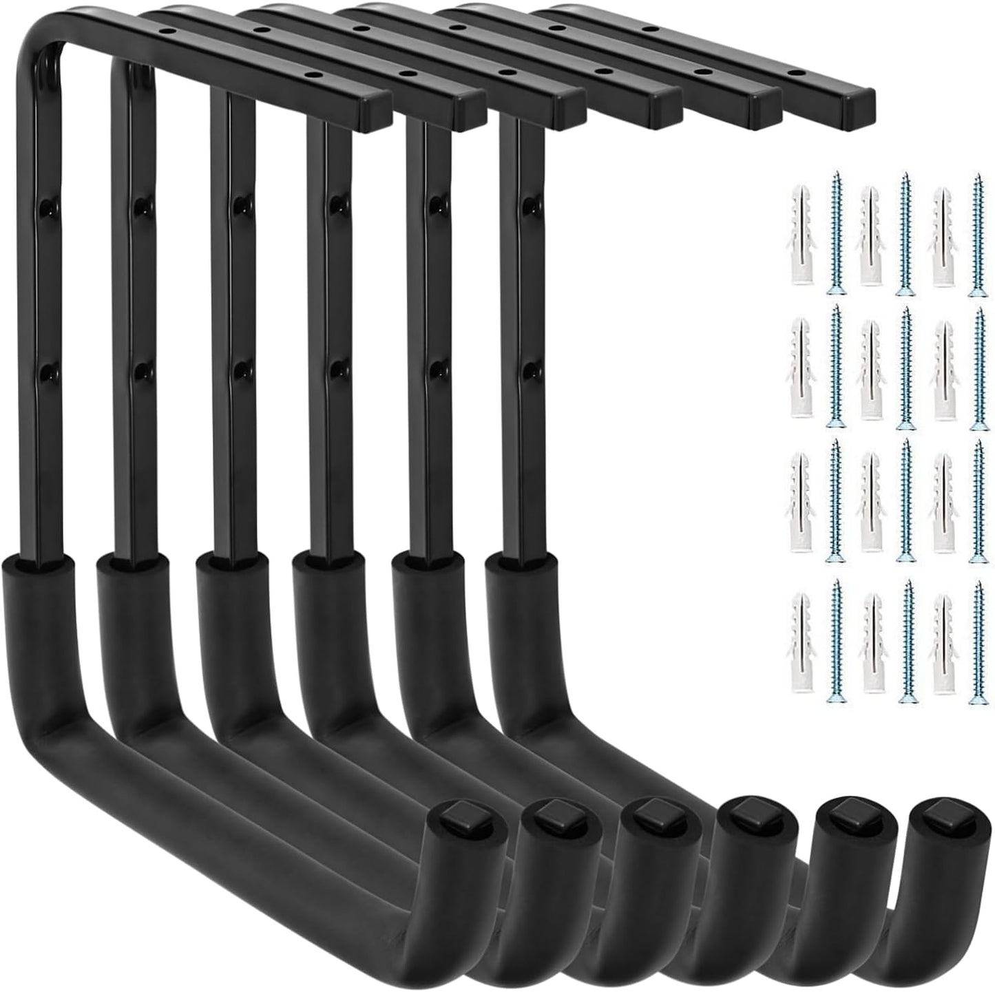6pcs Overhead Garage Storage Rack, tility Ladder Hangers, Ceiling Mounted Garage Hooks for Lumber Bike Tools(9.45 x 12.6 Inch)