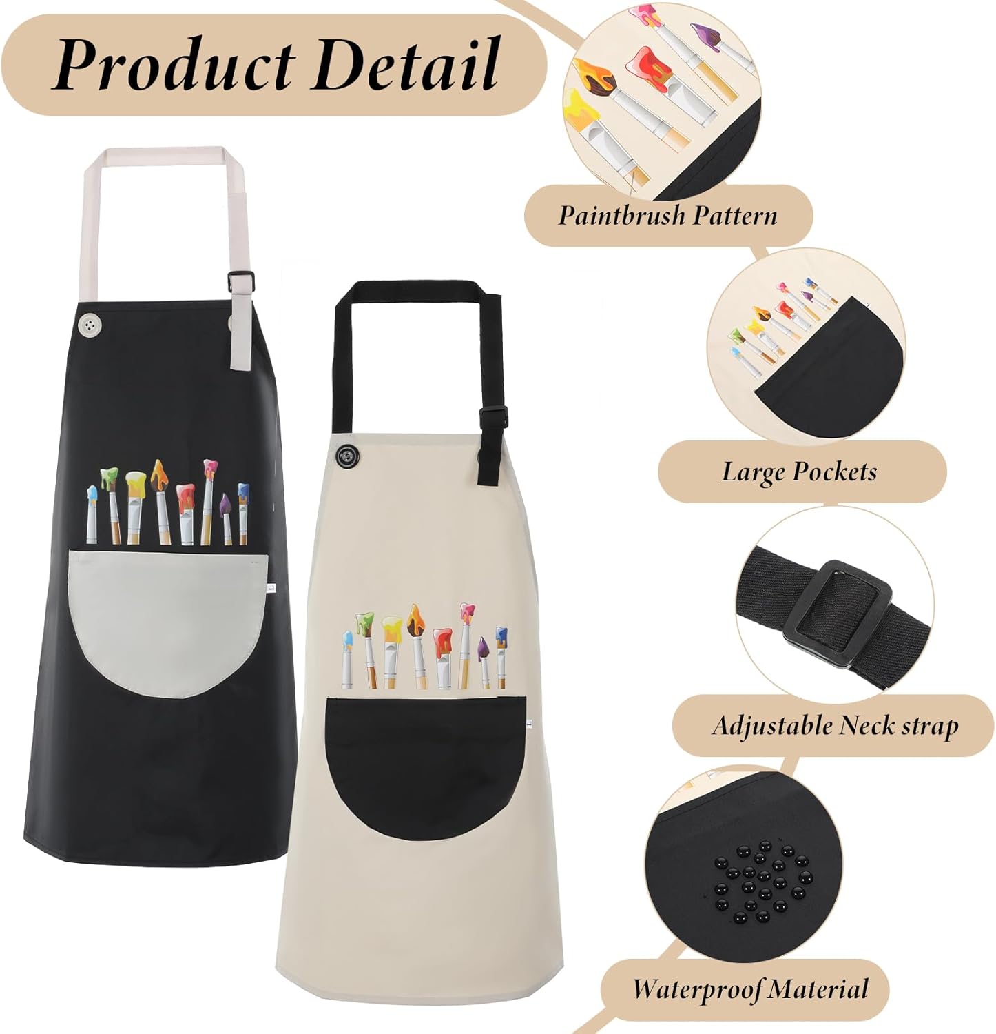 2 Packs Kids Artist Aprons for Painting, Adjustable Waterproof Gardeni